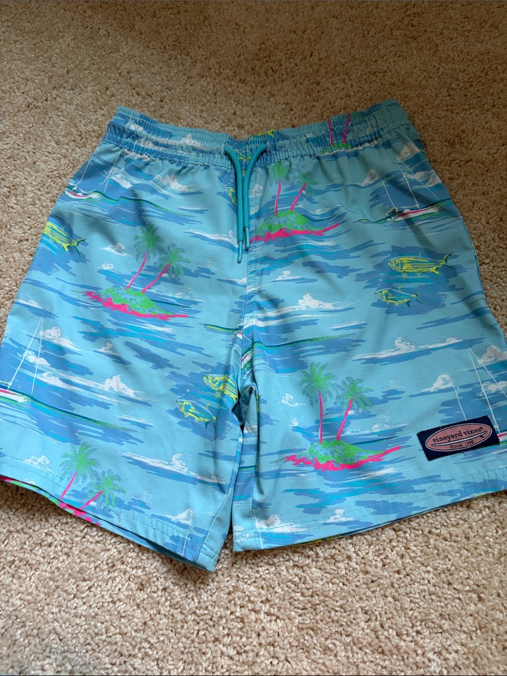Vineyard Vines Light Blue Tropical Island Swim Trunks